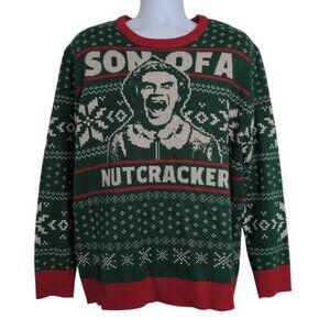 ELF Son of a Nutcracker Sweater Mens Size XL Green Ugly Christmas Buddy Pullover